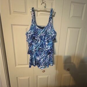 Hannah Blue Leaf Print Women's Swim Camisole